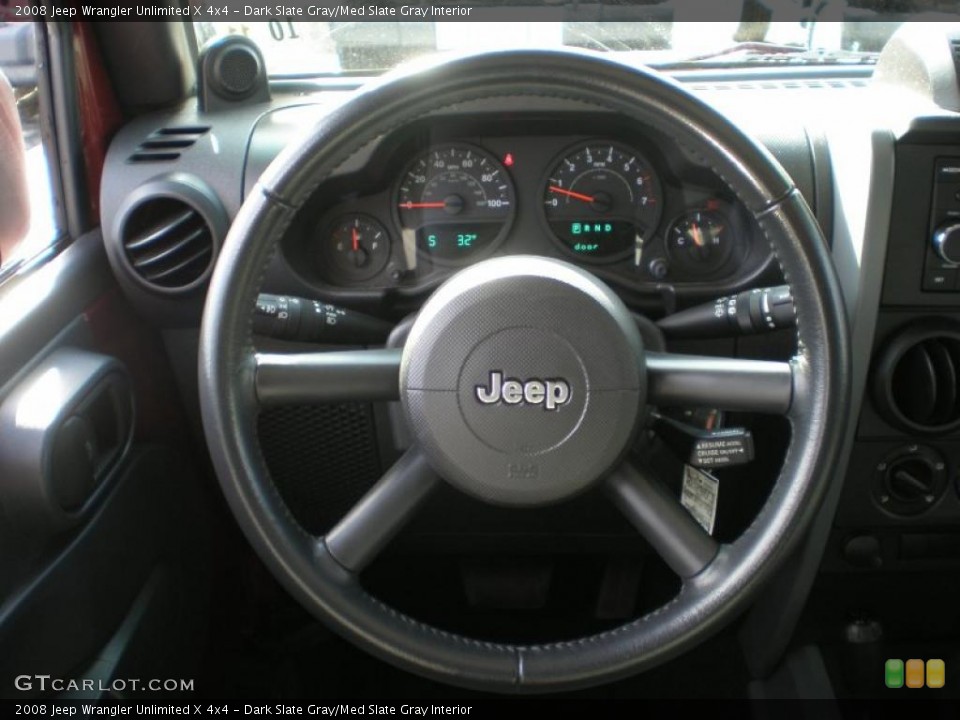 Dark Slate Gray/Med Slate Gray Interior Steering Wheel for the 2008 Jeep Wrangler Unlimited X 4x4 #43590959