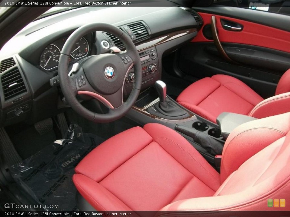 Coral Red Boston Leather Interior Prime Interior for the 2010 BMW 1 Series 128i Convertible #43628060