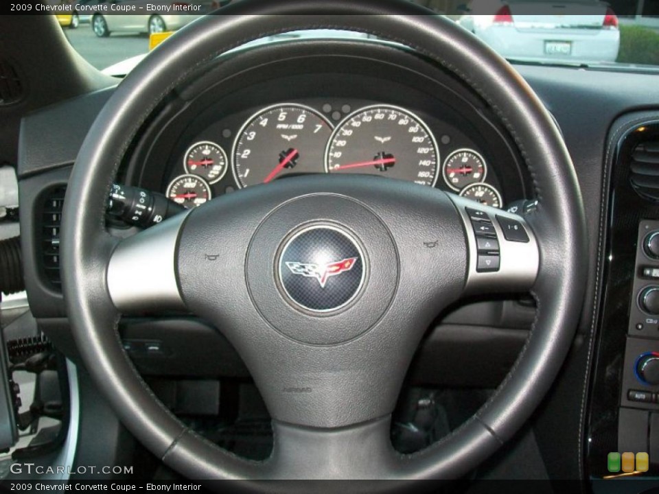 Ebony Interior Steering Wheel for the 2009 Chevrolet Corvette Coupe #43669664