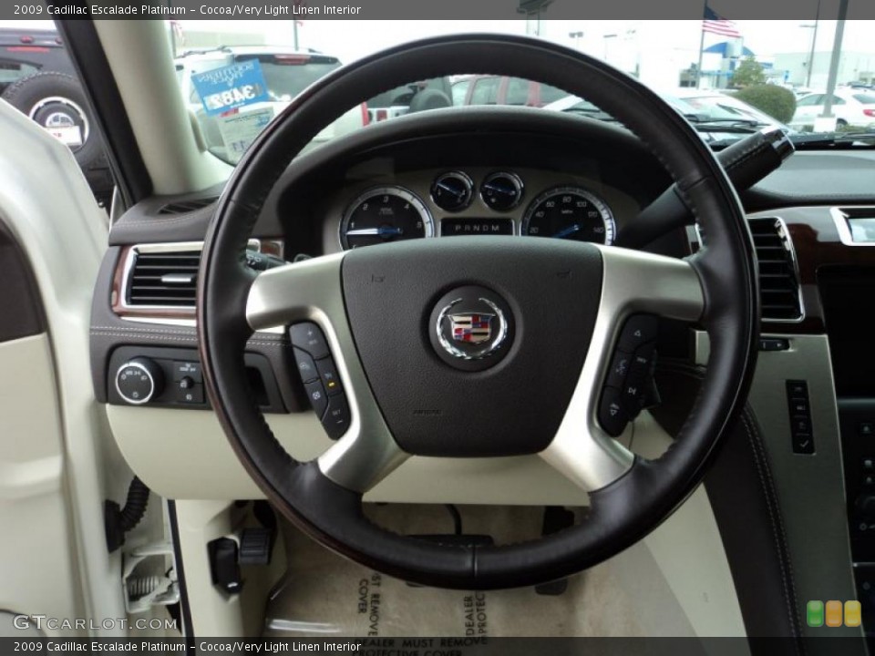 Cocoa/Very Light Linen Interior Steering Wheel for the 2009 Cadillac Escalade Platinum #43831993