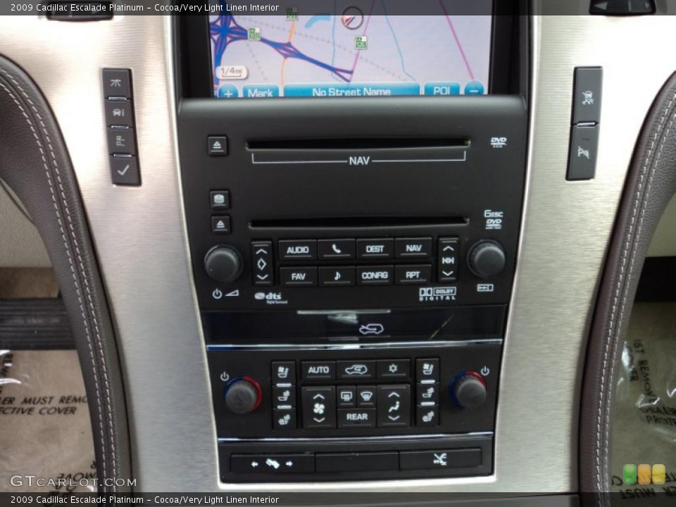 Cocoa/Very Light Linen Interior Controls for the 2009 Cadillac Escalade Platinum #43832057