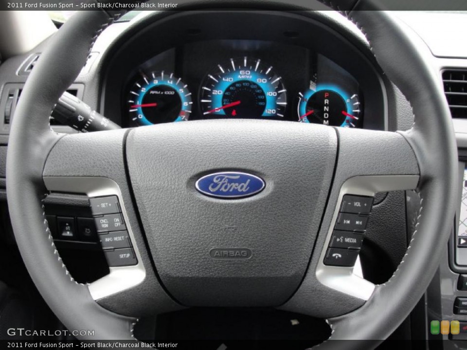 Sport Black/Charcoal Black Interior Steering Wheel for the 2011 Ford Fusion Sport #43891780