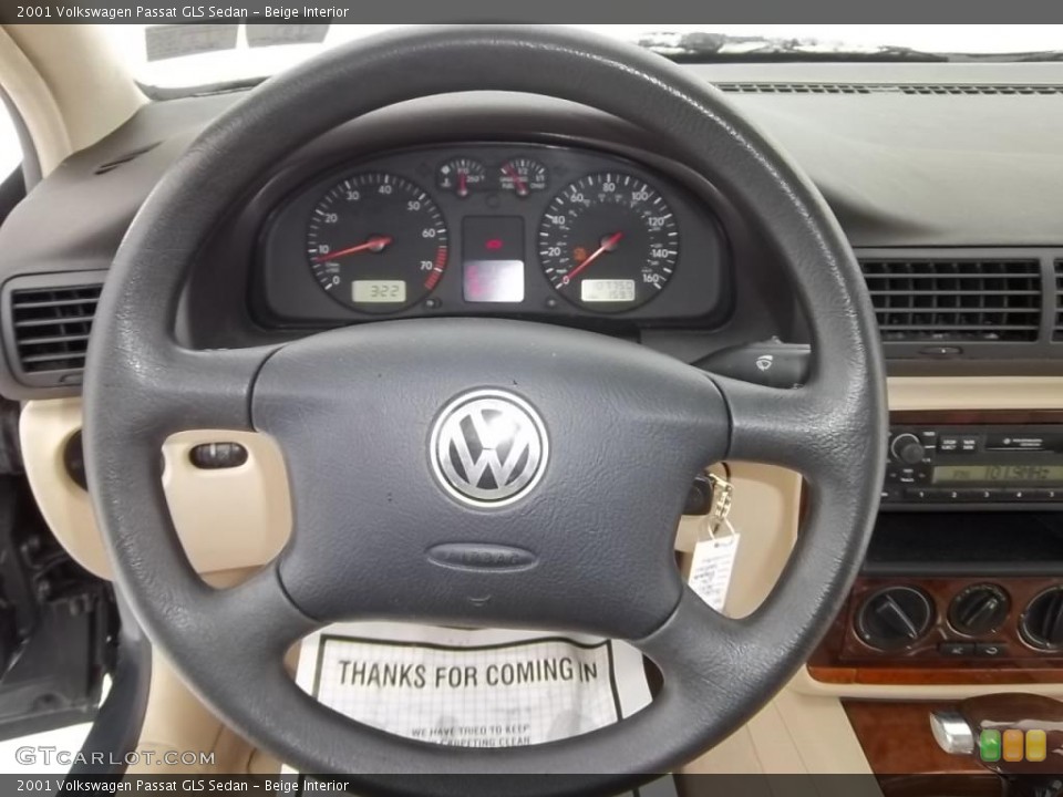 Beige Interior Steering Wheel for the 2001 Volkswagen Passat GLS Sedan #43989752