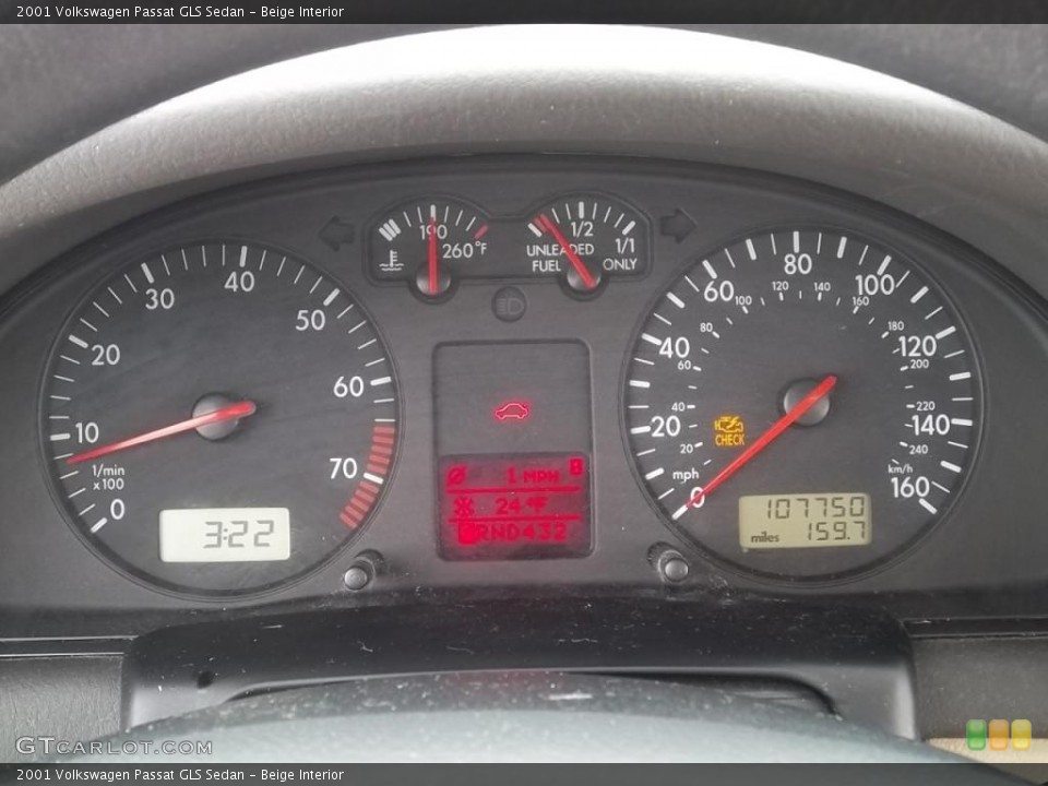 Beige Interior Gauges for the 2001 Volkswagen Passat GLS Sedan #43989760