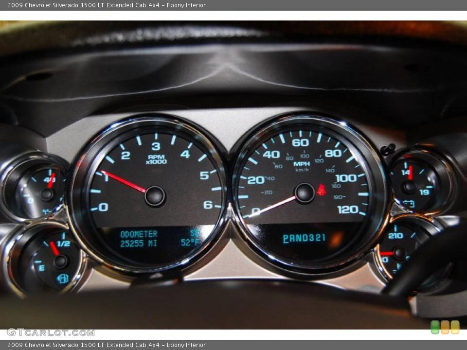 Ebony Interior Gauges for the 2009 Chevrolet Silverado 1500 LT Extended Cab 4x4 #44001751