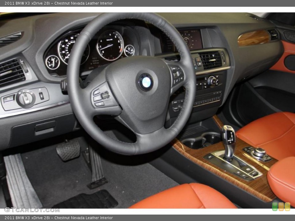 Chestnut Nevada Leather 2011 BMW X3 Interiors