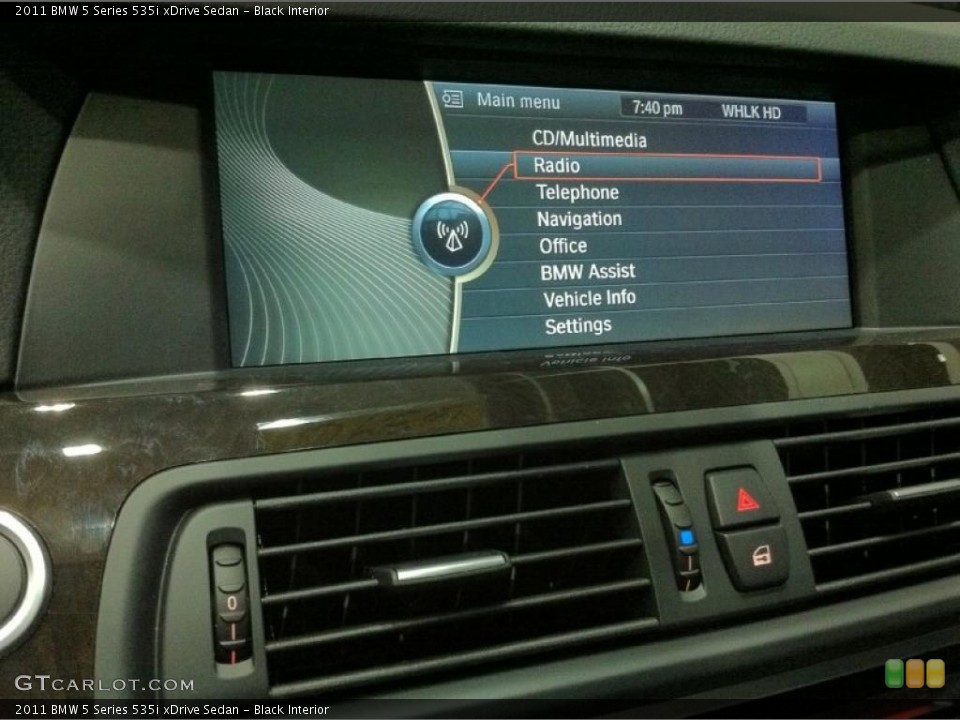 Black Interior Navigation for the 2011 BMW 5 Series 535i xDrive Sedan #44082934