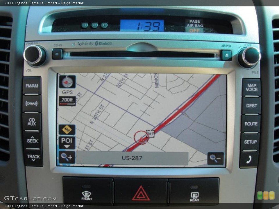 Beige Interior Navigation for the 2011 Hyundai Santa Fe Limited #44100276