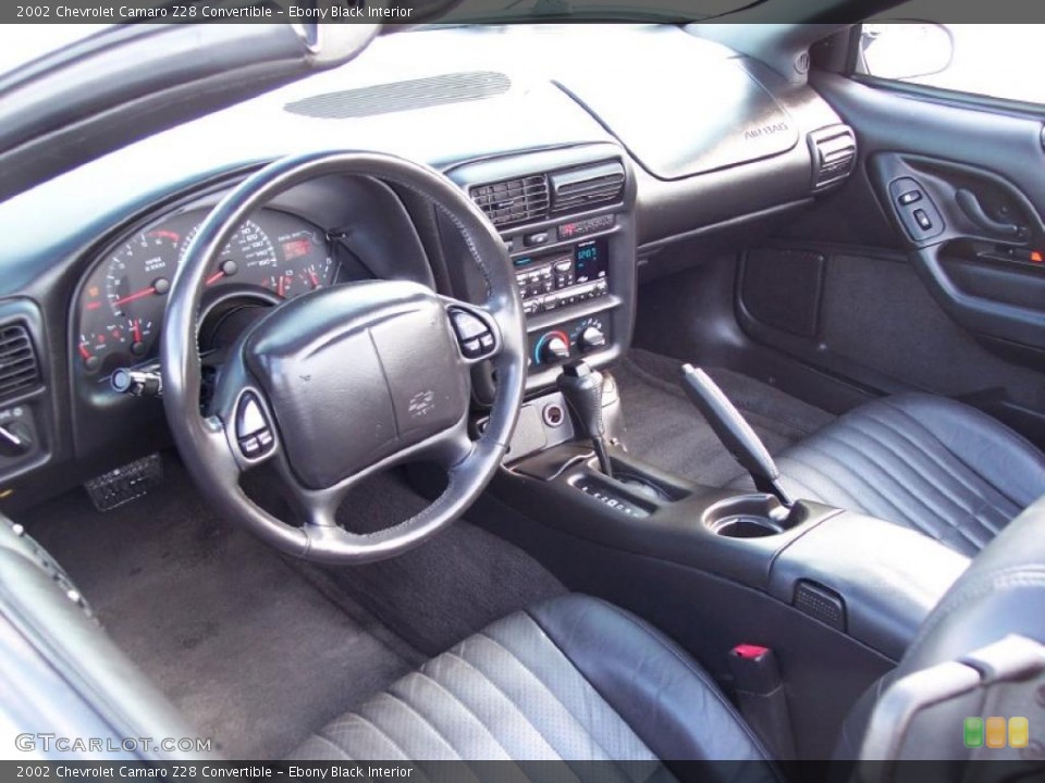 Ebony Black Interior Prime Interior for the 2002 Chevrolet Camaro Z28 Convertible #44125598