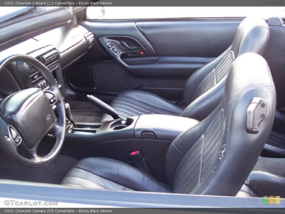 Ebony Black Interior Photo for the 2002 Chevrolet Camaro Z28 Convertible #44125618