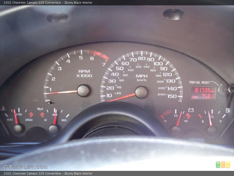 Ebony Black Interior Gauges for the 2002 Chevrolet Camaro Z28 Convertible #44126066