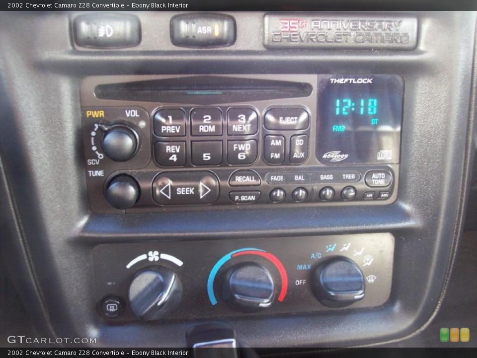 Ebony Black Interior Controls for the 2002 Chevrolet Camaro Z28 Convertible #44126098