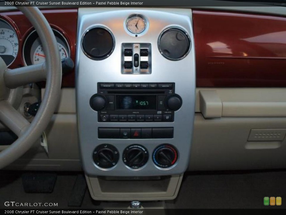 Pastel Pebble Beige Interior Controls for the 2008 Chrysler PT Cruiser Sunset Boulevard Edition #44149181
