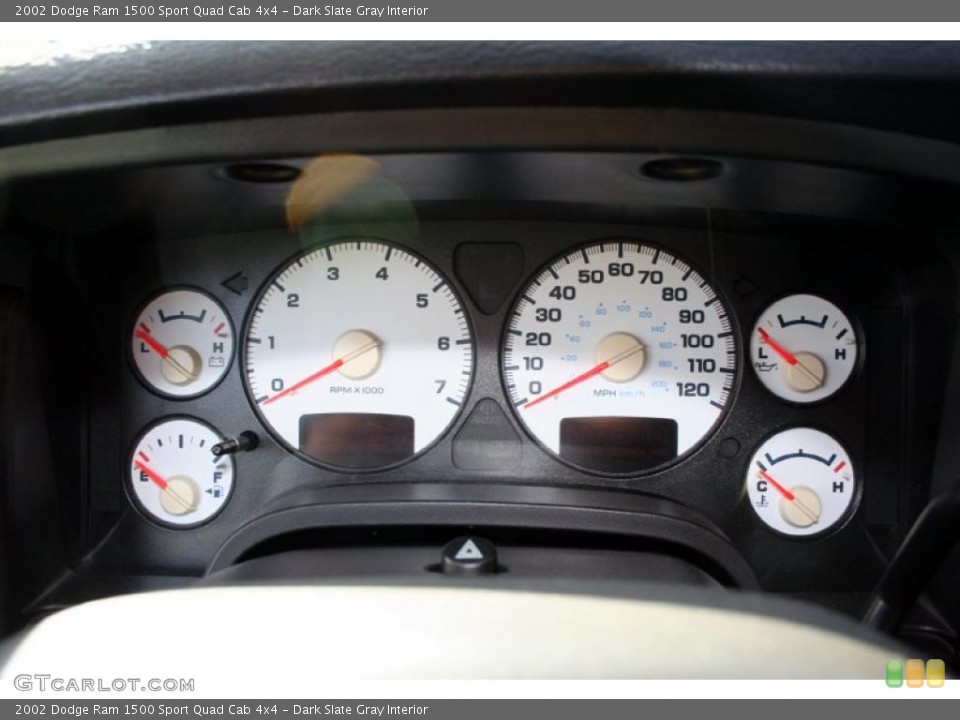 Dark Slate Gray Interior Gauges for the 2002 Dodge Ram 1500 Sport Quad Cab 4x4 #44180659