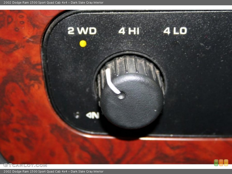 Dark Slate Gray Interior Controls for the 2002 Dodge Ram 1500 Sport Quad Cab 4x4 #44180803