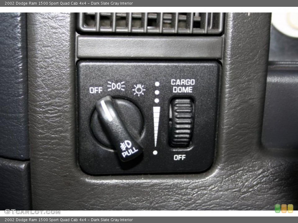 Dark Slate Gray Interior Controls for the 2002 Dodge Ram 1500 Sport Quad Cab 4x4 #44180855