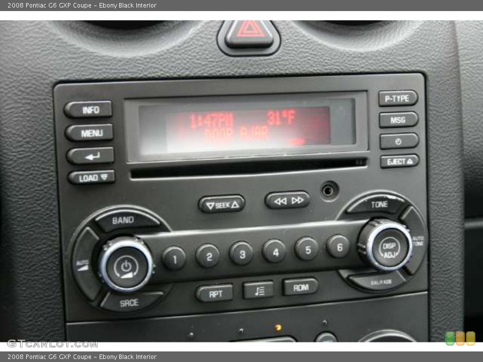 Ebony Black Interior Controls for the 2008 Pontiac G6 GXP Coupe #44185355