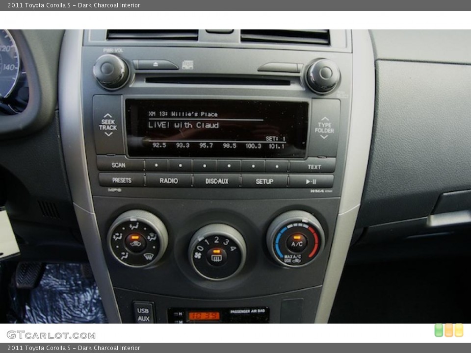 Dark Charcoal Interior Controls for the 2011 Toyota Corolla S #44222013