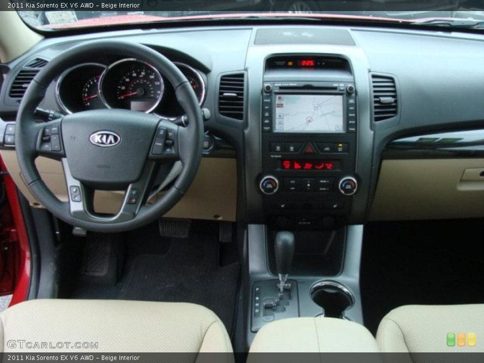 Beige Interior Dashboard for the 2011 Kia Sorento EX V6 AWD #44247826