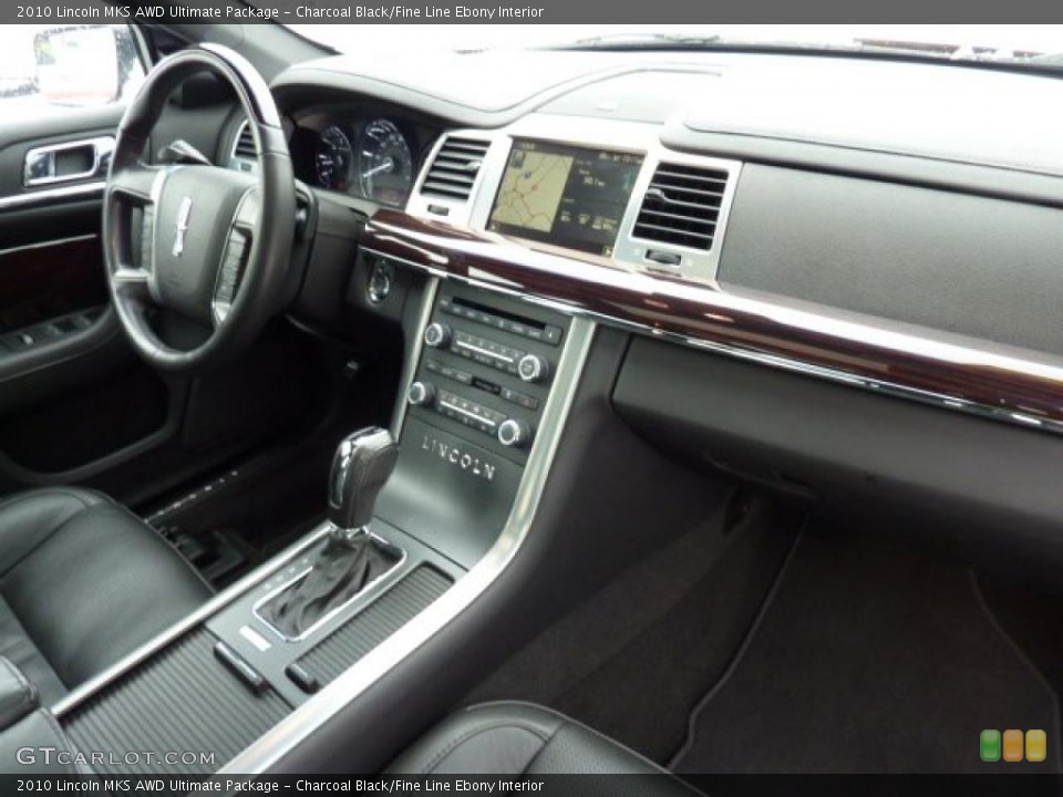 Charcoal Black/Fine Line Ebony Interior Dashboard for the 2010 Lincoln MKS AWD Ultimate Package #44275825