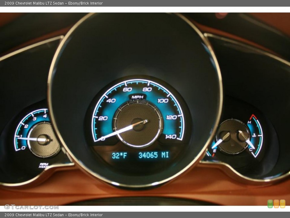 Ebony/Brick Interior Gauges for the 2009 Chevrolet Malibu LTZ Sedan #44320061