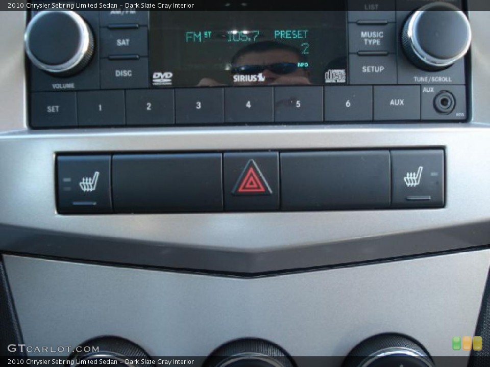 Dark Slate Gray Interior Controls for the 2010 Chrysler Sebring Limited Sedan #44387482