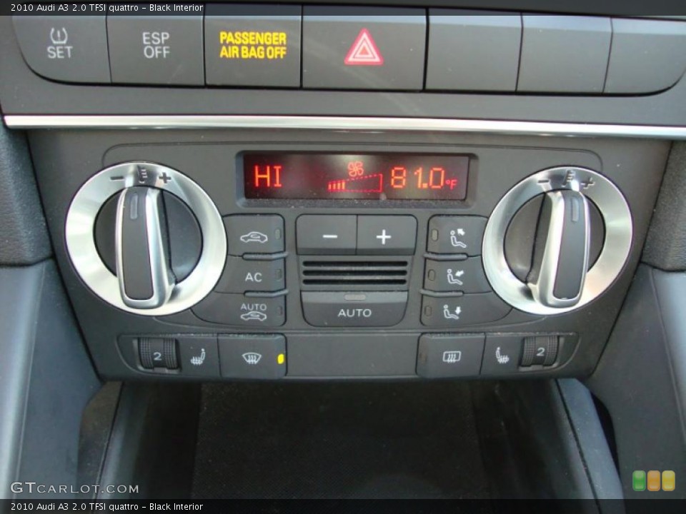 Black Interior Controls for the 2010 Audi A3 2.0 TFSI quattro #44565645