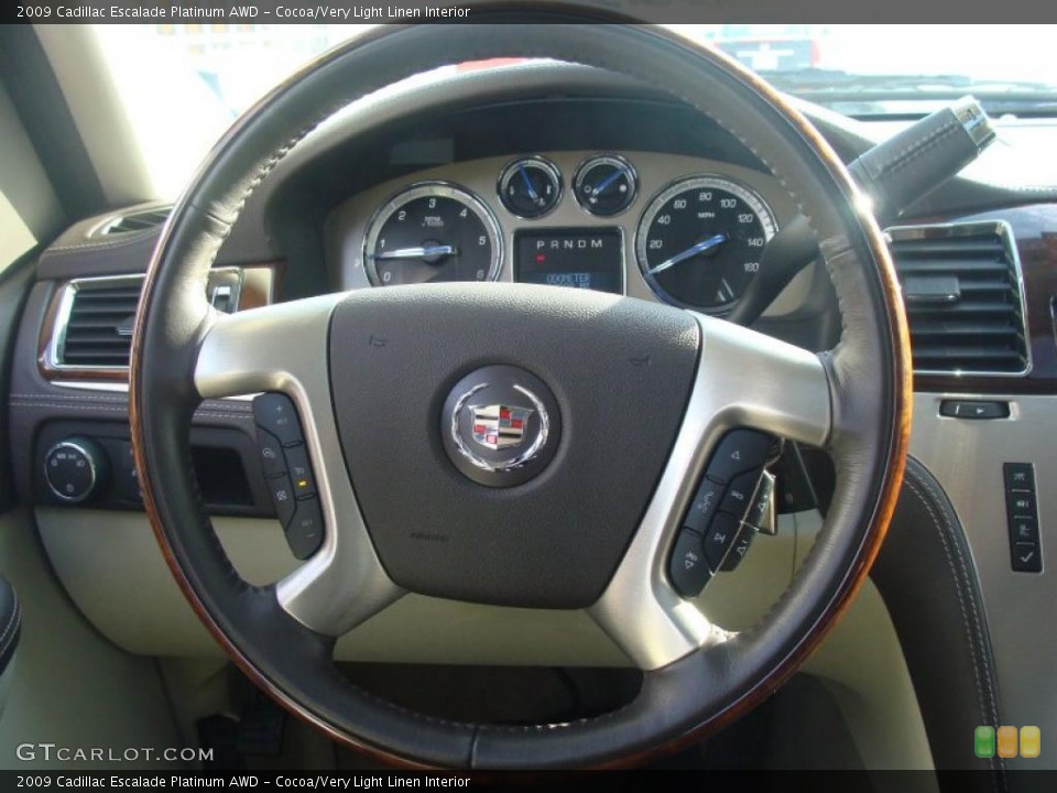 Cocoa/Very Light Linen Interior Steering Wheel for the 2009 Cadillac Escalade Platinum AWD #44617879