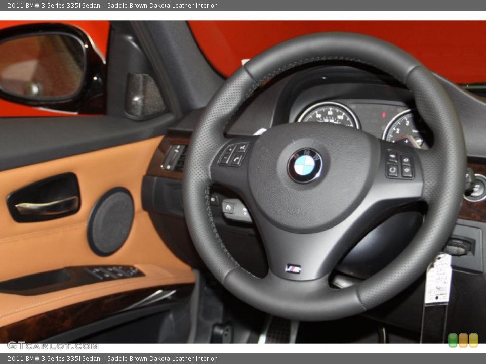 Saddle Brown Dakota Leather Interior Steering Wheel for the 2011 BMW 3 Series 335i Sedan #44638698