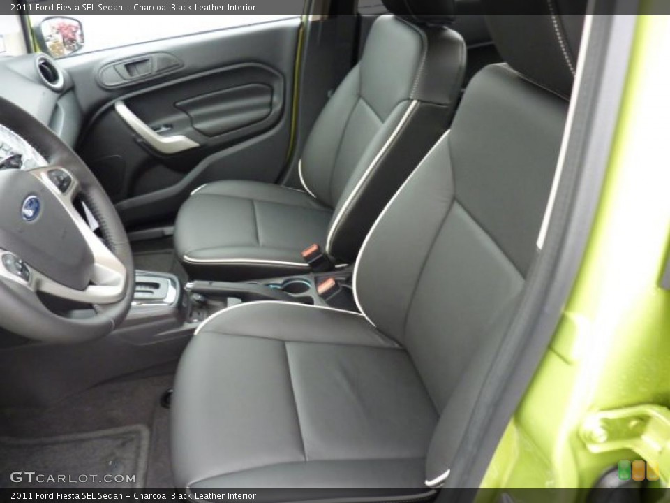 Charcoal Black Leather Interior Photo for the 2011 Ford Fiesta SEL Sedan #44687996