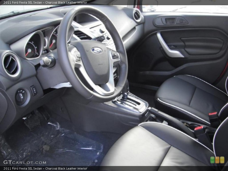 Charcoal Black Leather Interior Photo for the 2011 Ford Fiesta SEL Sedan #44722179