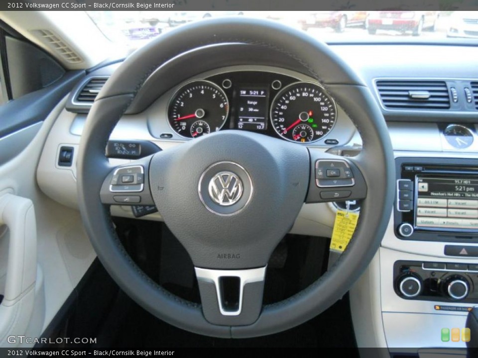 Black/Cornsilk Beige Interior Steering Wheel for the 2012 Volkswagen CC Sport #44729137