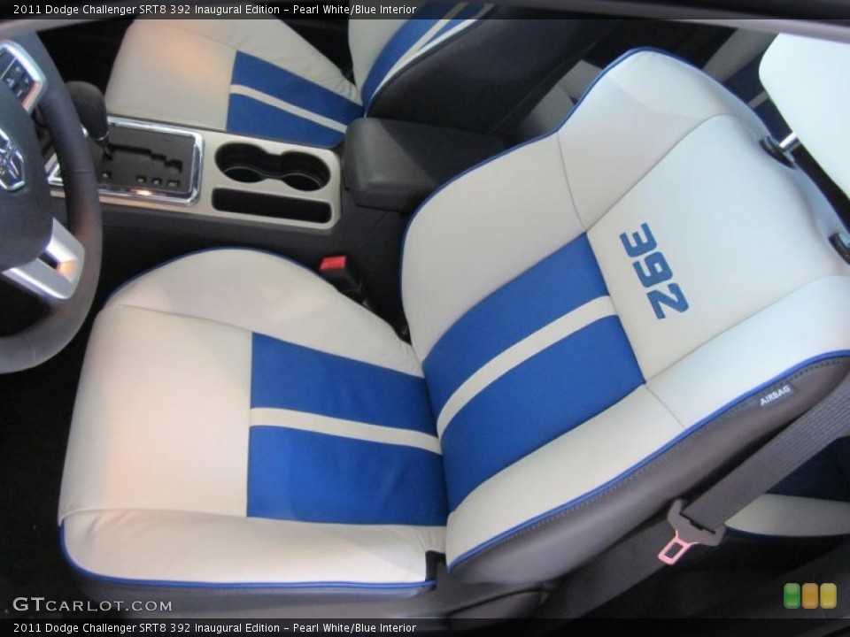 Pearl White/Blue Interior Photo for the 2011 Dodge Challenger SRT8 392 Inaugural Edition #44748075