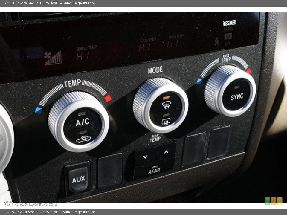 Sand Beige Interior Controls for the 2008 Toyota Sequoia SR5 4WD #44750483