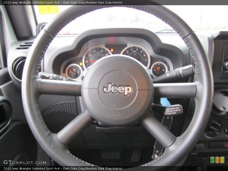Dark Slate Gray/Medium Slate Gray Interior Steering Wheel for the 2010 Jeep Wrangler Unlimited Sport 4x4 #44917980