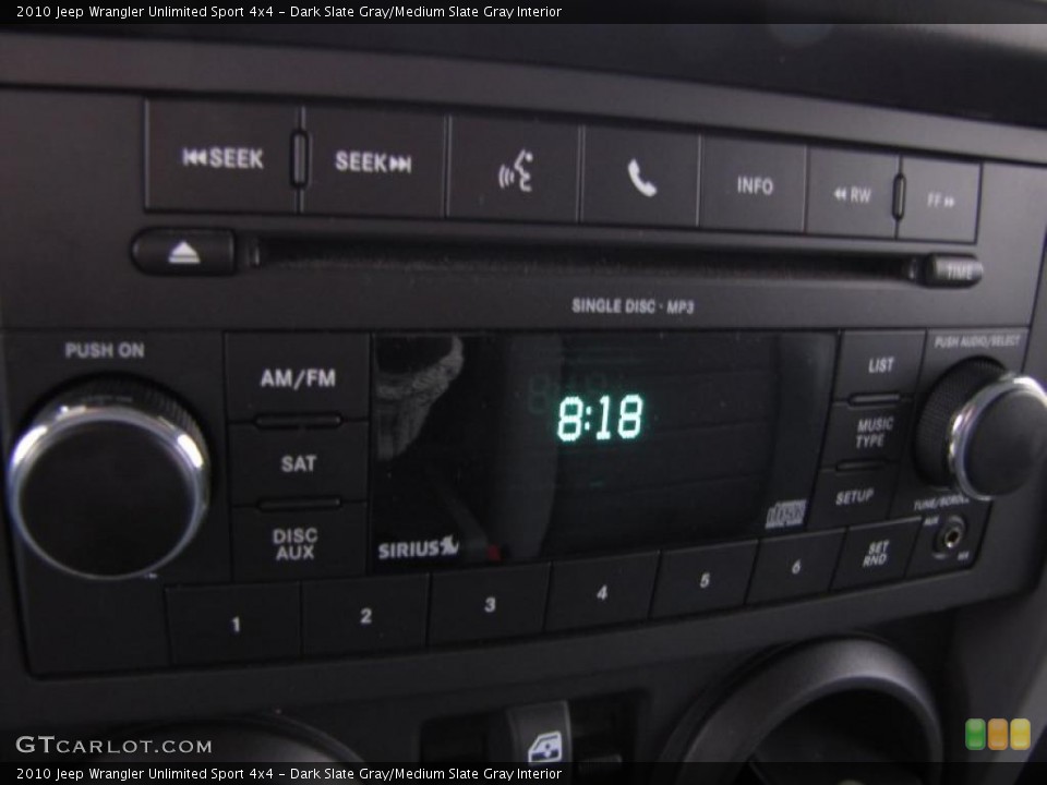 Dark Slate Gray/Medium Slate Gray Interior Controls for the 2010 Jeep Wrangler Unlimited Sport 4x4 #44918008