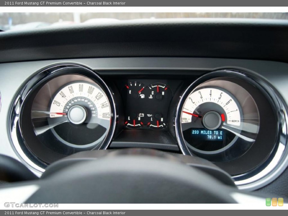Charcoal Black Interior Gauges for the 2011 Ford Mustang GT Premium Convertible #44919696