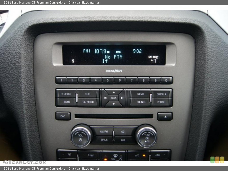 Charcoal Black Interior Controls for the 2011 Ford Mustang GT Premium Convertible #44919768