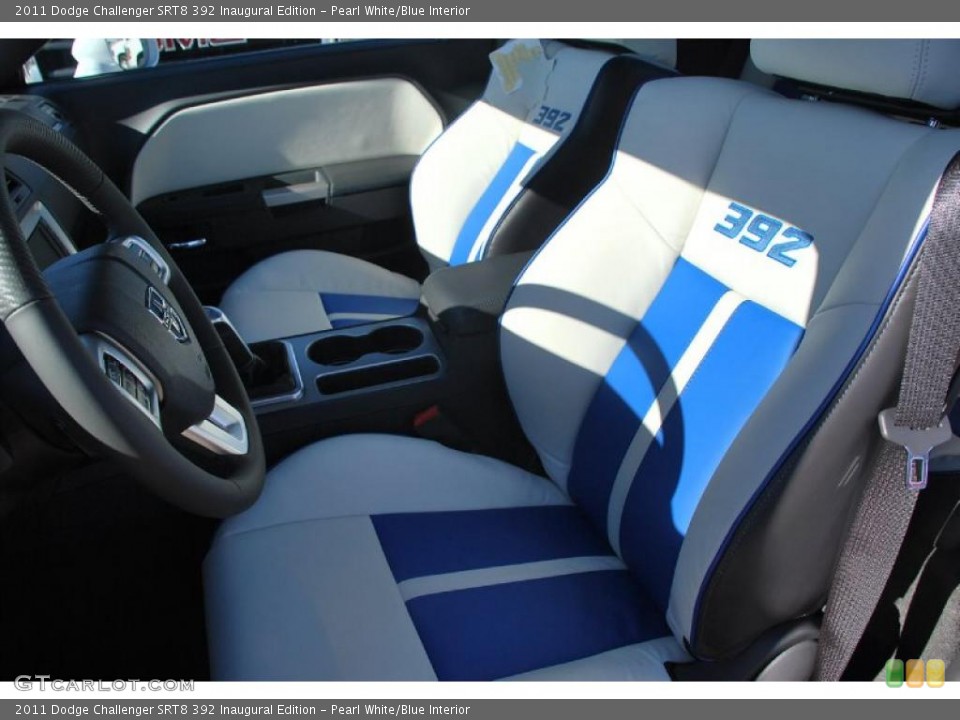 Pearl White/Blue Interior Photo for the 2011 Dodge Challenger SRT8 392 Inaugural Edition #44924161