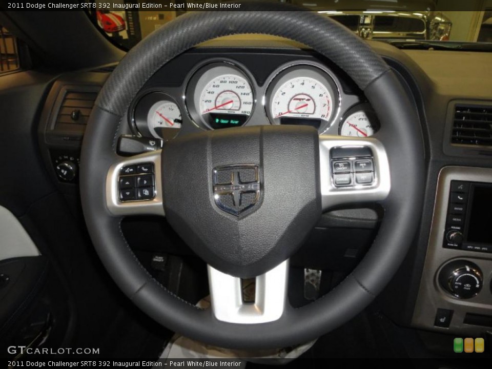 Pearl White/Blue Interior Steering Wheel for the 2011 Dodge Challenger SRT8 392 Inaugural Edition #44941877
