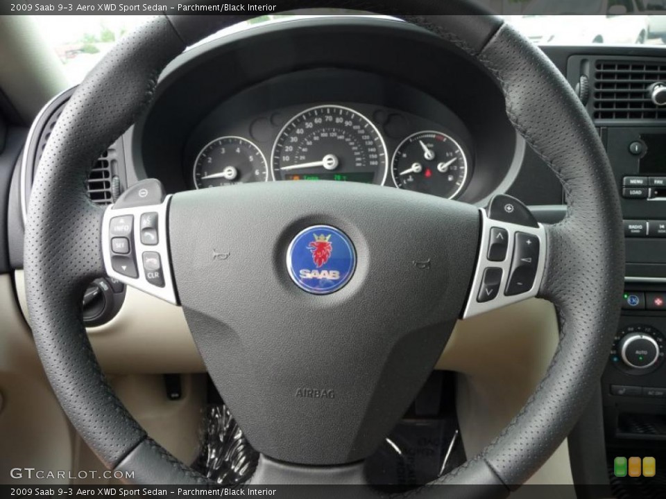 Parchment/Black Interior Steering Wheel for the 2009 Saab 9-3 Aero XWD Sport Sedan #44978905