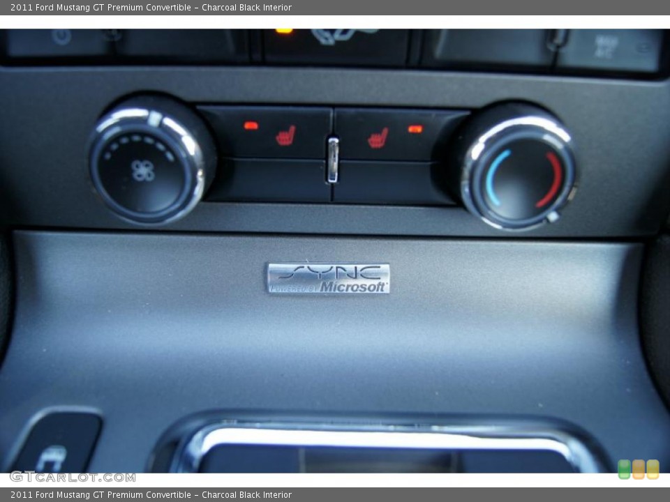 Charcoal Black Interior Controls for the 2011 Ford Mustang GT Premium Convertible #45007676