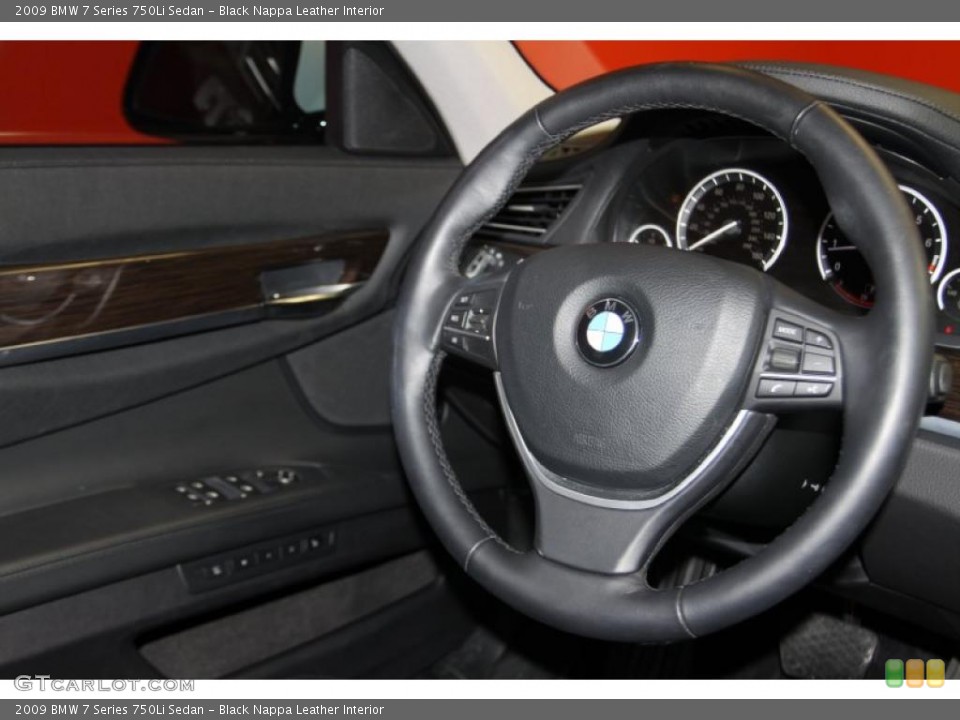 Black Nappa Leather Interior Steering Wheel for the 2009 BMW 7 Series 750Li Sedan #45022708