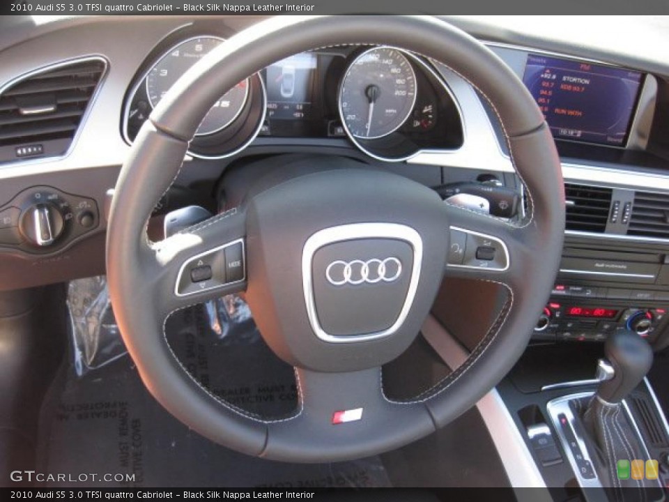 Black Silk Nappa Leather Interior Steering Wheel for the 2010 Audi S5 3.0 TFSI quattro Cabriolet #45048913