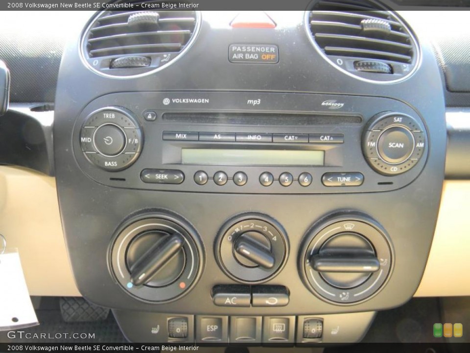 Cream Beige Interior Controls for the 2008 Volkswagen New Beetle SE Convertible #45066454