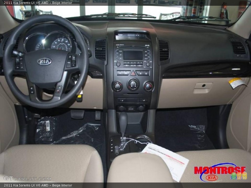 Beige Interior Dashboard for the 2011 Kia Sorento LX V6 AWD #45073385