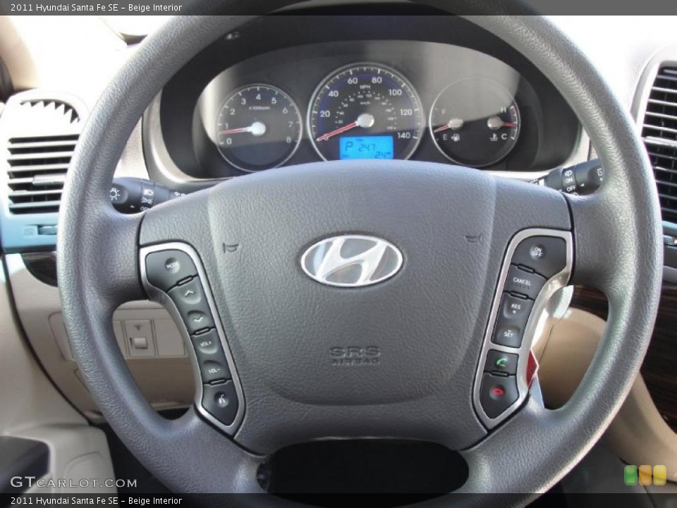 Beige Interior Steering Wheel for the 2011 Hyundai Santa Fe SE #45097550