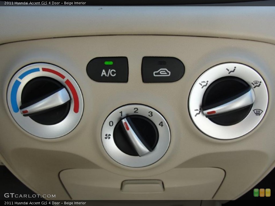 Beige Interior Controls for the 2011 Hyundai Accent GLS 4 Door #45100962