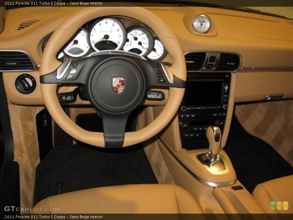 Sand Beige Interior Dashboard for the 2011 Porsche 911 Turbo S Coupe #45107052