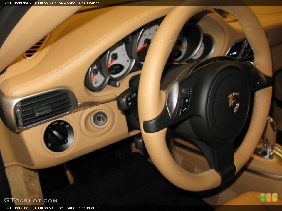 Sand Beige Interior Controls for the 2011 Porsche 911 Turbo S Coupe #45107064